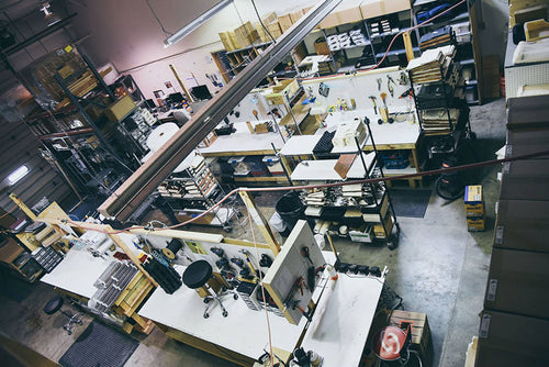overhead view of the assembly area interior