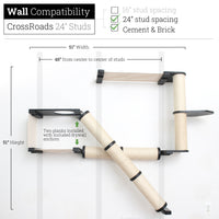 Crossroads Cat scratcher shown in Onyx Bamboo with Natural canvas Hammock built for 24” studs