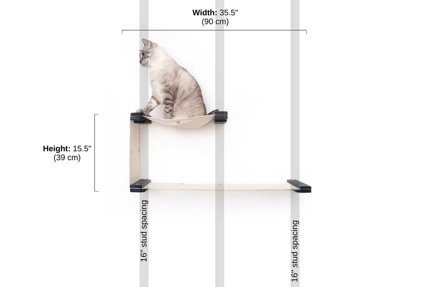 The Double Decker Cat Hammock measurement photo