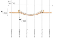 Diagram depicting 44" Bridge with Landings (total 82" wide) mounted on wall with 16" stud spacings.