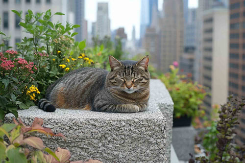 cat sleeping of roof