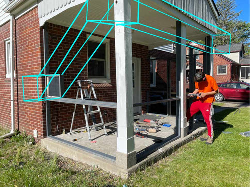 catio plans with guy building