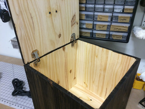 toy box open showing hinges and box construction