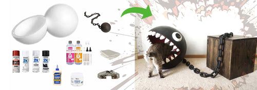 chain chomp cat bed with inventory parts shown