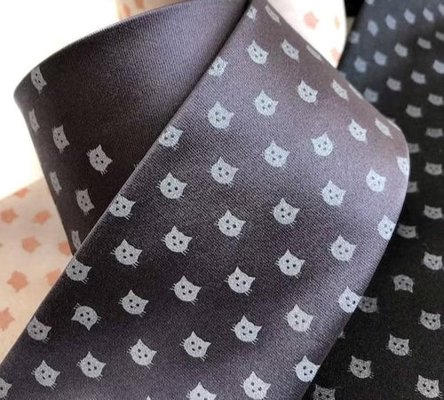 black tie with cat face polka dots