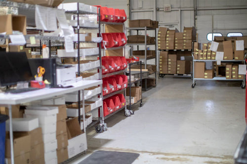 shipping staging area in the warehouse