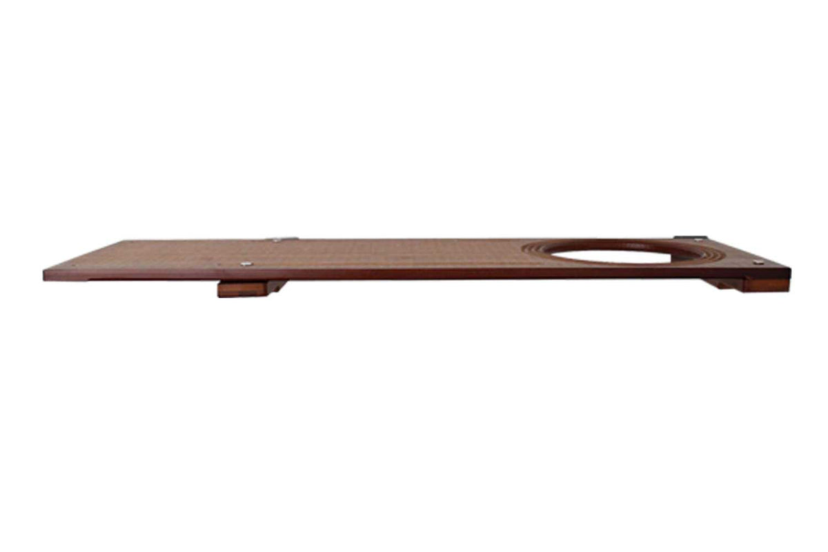 Updated slotted 34” wall cat shelf made of English Chestnut Bamboo with Escape Hatch