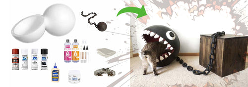 two cats inside a chain chomp