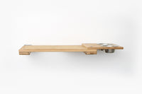 18" cat wall shelf with feeder attached shown in Natural Bamboo