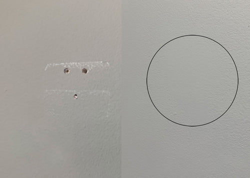 before and after photo showing drywall repair