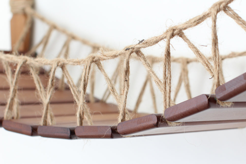 Detail image of English Chestnut bridge with Twine roping.