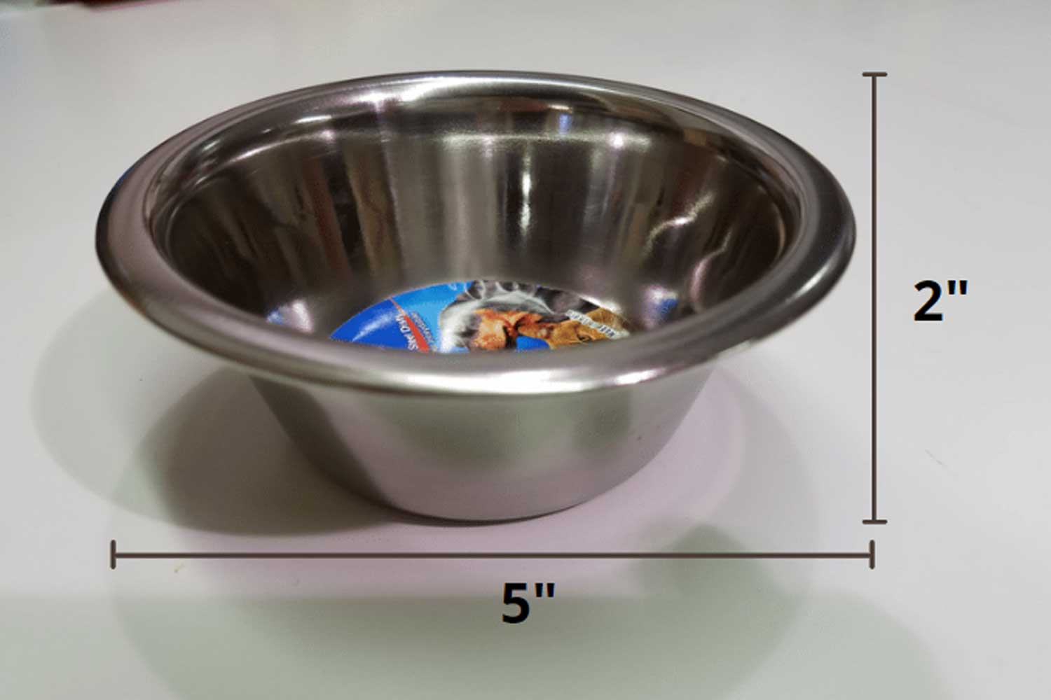 Photo with dimensions of the Feeder Dish included with the elevated cat feeder hammock