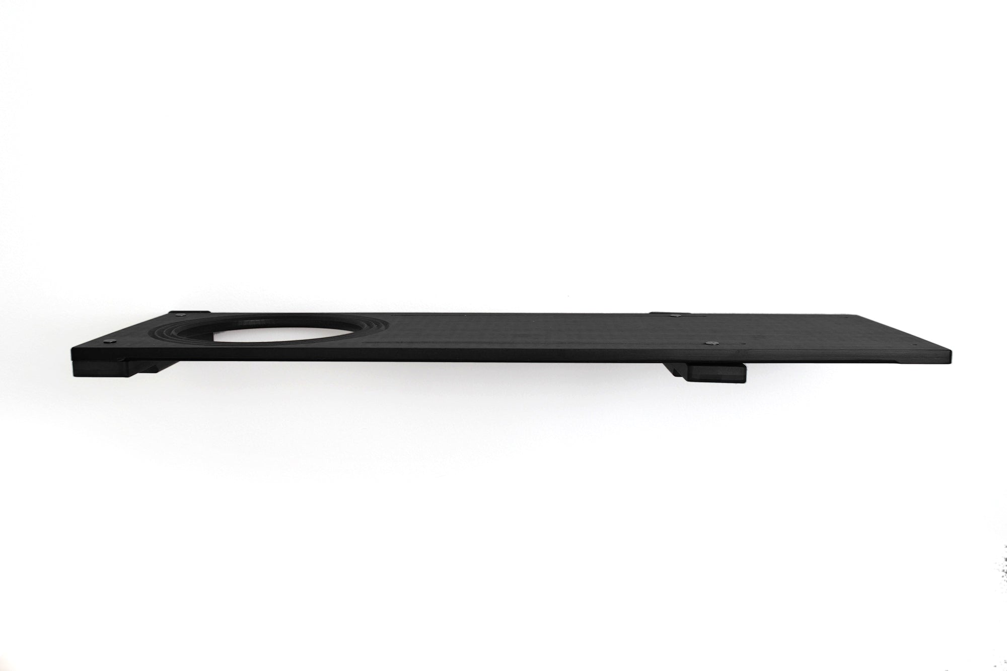 Updated slotted 34” wall cat shelf made of Onyx Bamboo with Escape Hatch