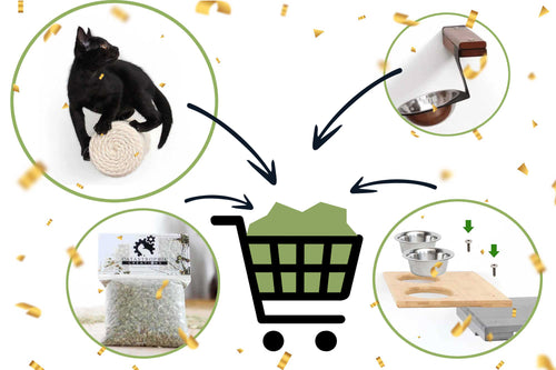 cat gifts going into shopping cart