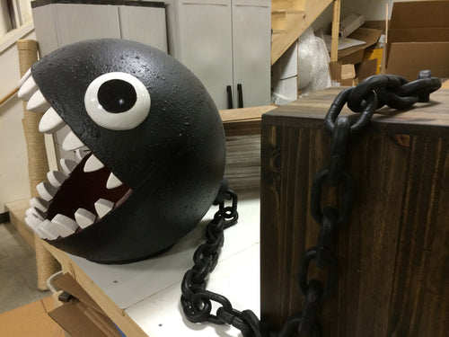 chain chomp showing eye glued onto head