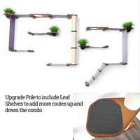 cat condo with pole shelves and plants
