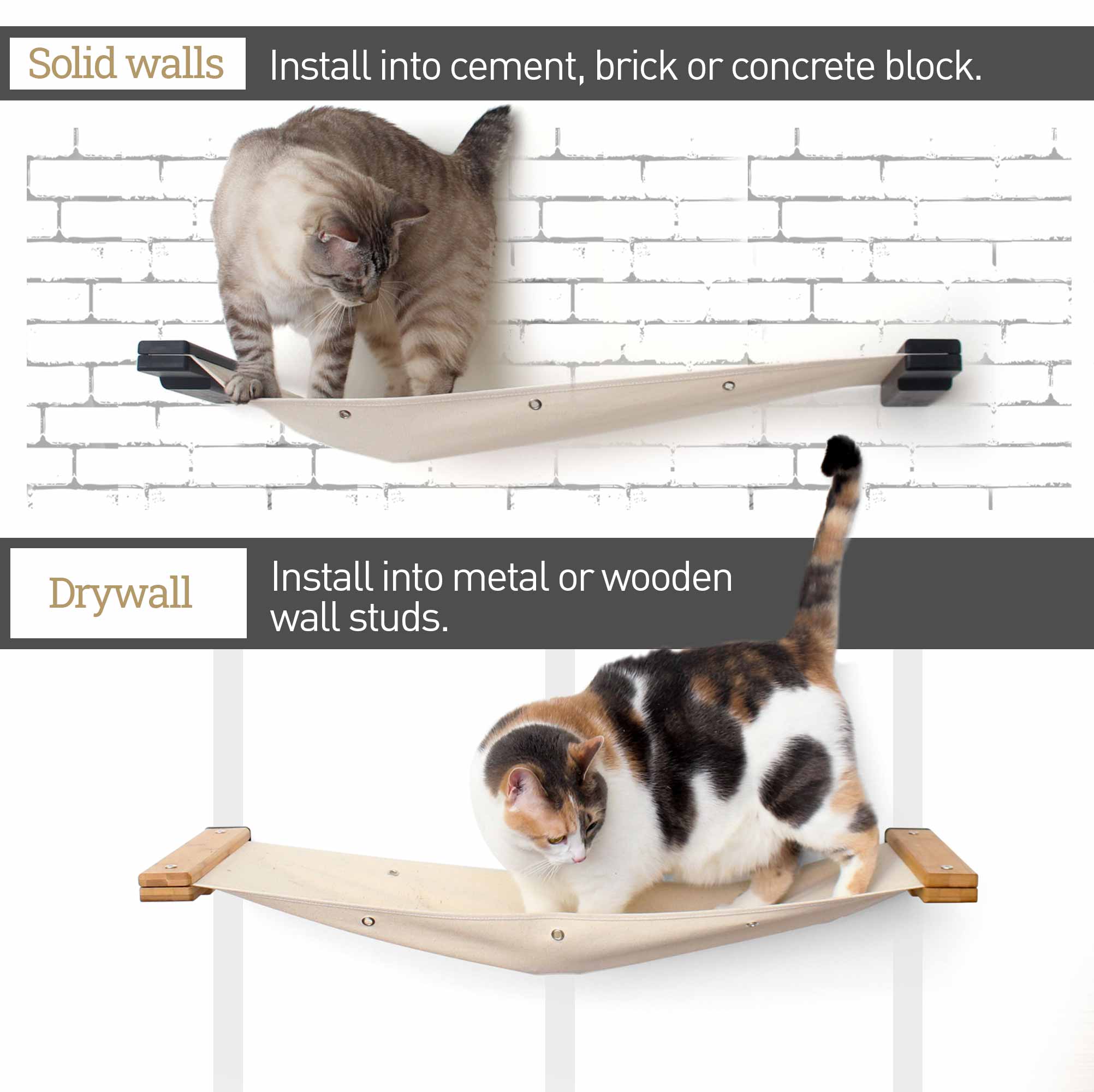 Installation of cat hammock in various material