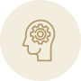 head with a gear for brain icon