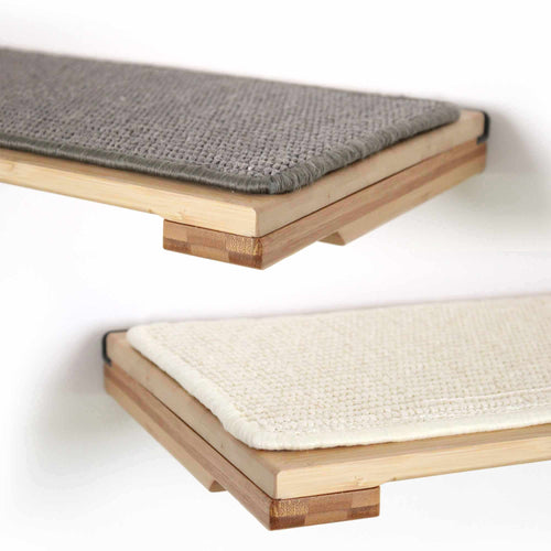 shelves with sisal mats for extra traction