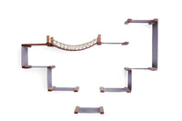 Wall-mounted cat shelf with a bridge design on a white background