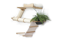 Natural bamboo with natural fabric and planter variation of wayfinder cat condo