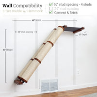 3 Tier English Chestnut Angled Pole with Charcoal Gray Hammock - Double