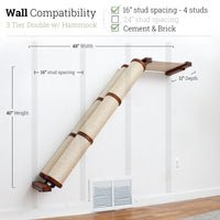 3 Tier English Chestnut Angled Pole with Natural Hammock - Double