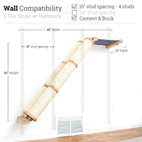 3 Tier Natural Bamboo Angled Pole with Charcoal Gray Hammock - Double