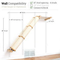 3 Tier Natural Bamboo Angled Pole with Natural Hammock - Double