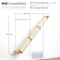 3 Tier Natural Bamboo Angled Pole - Single