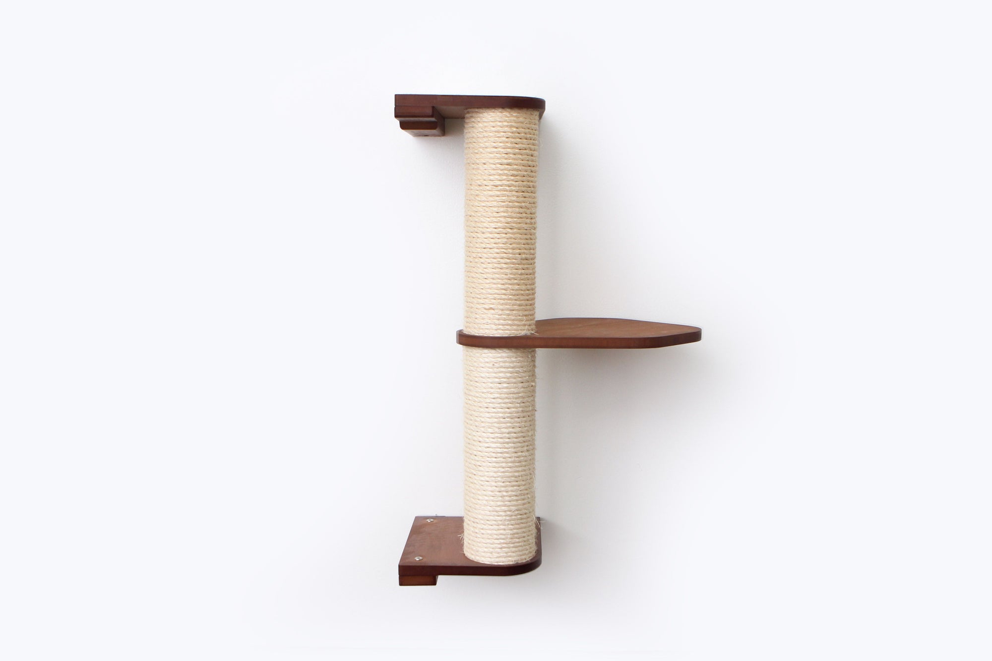 2 Tier English Chestnut Vertical Cat Scratching Pole with Leaf Shelf