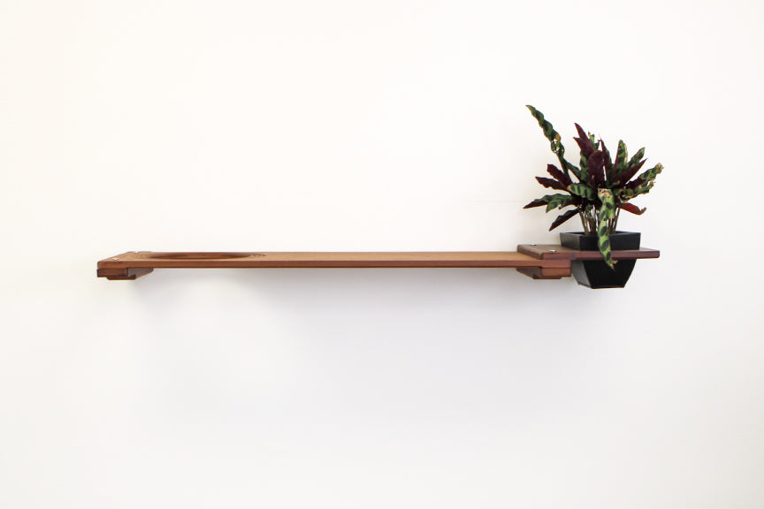 English Chestnut Bamboo 34" Shelf with Escape Hatch and Planter Attachment.