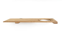 Updated slotted 34” wall cat shelf made of Natural Bamboo with Escape Hatch