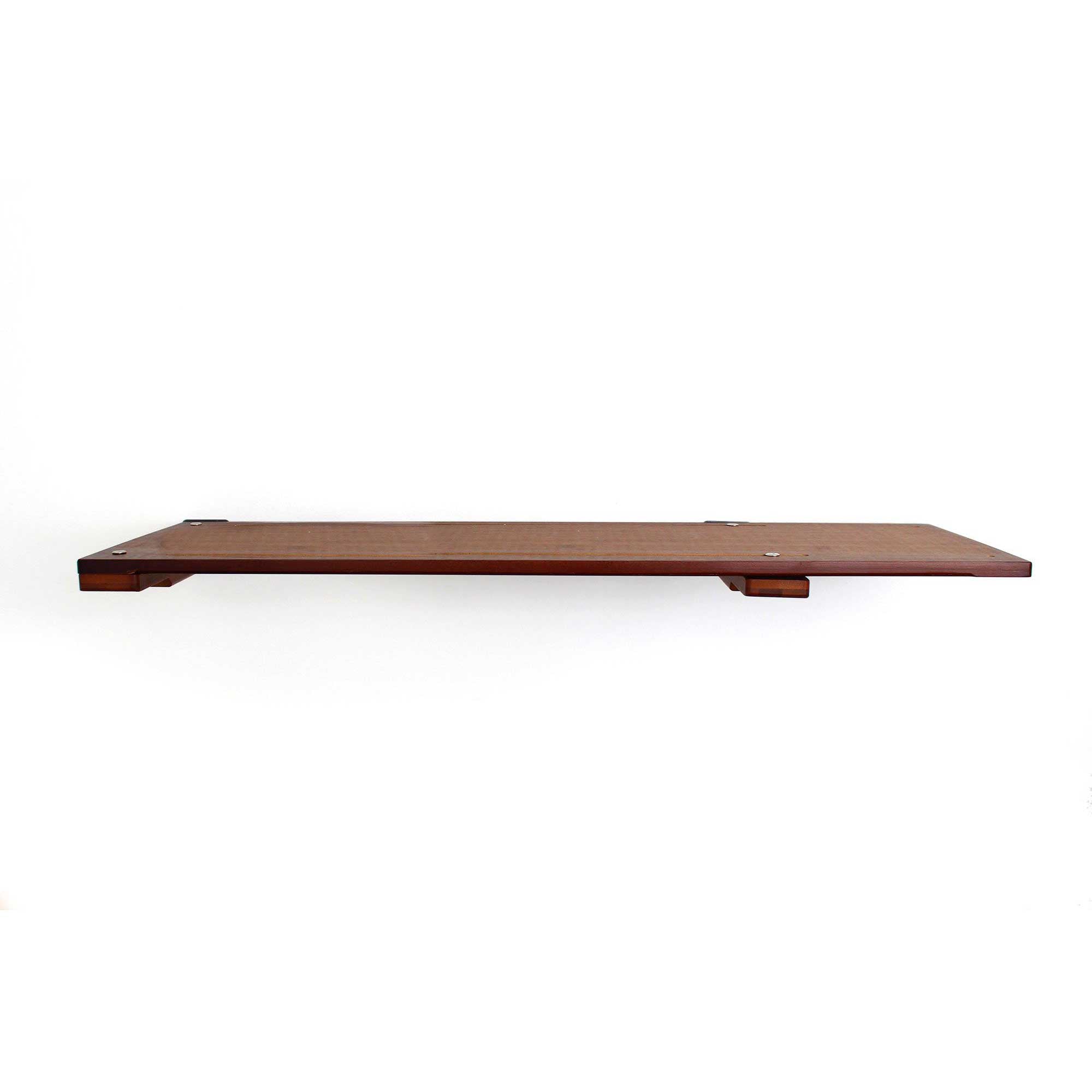 Updated slotted 34” wall cat shelf made of English Chestnut
