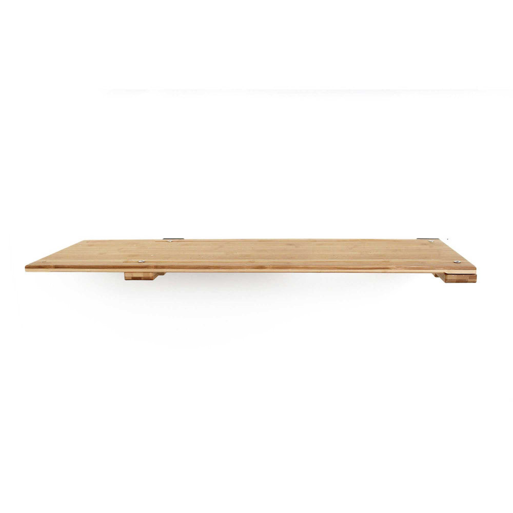 Updated slotted 34” wall cat shelf made of Natural Bamboo