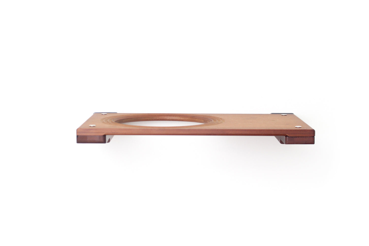 18" English Chestnut wall cat shelf with Escape Hatch