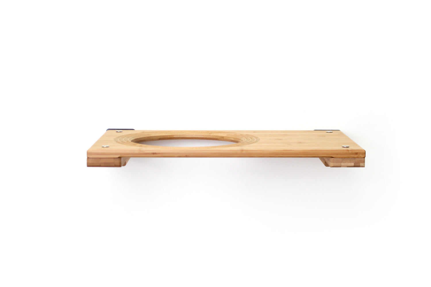 18" Natural Bamboo wall cat shelf with Escape Hatch
