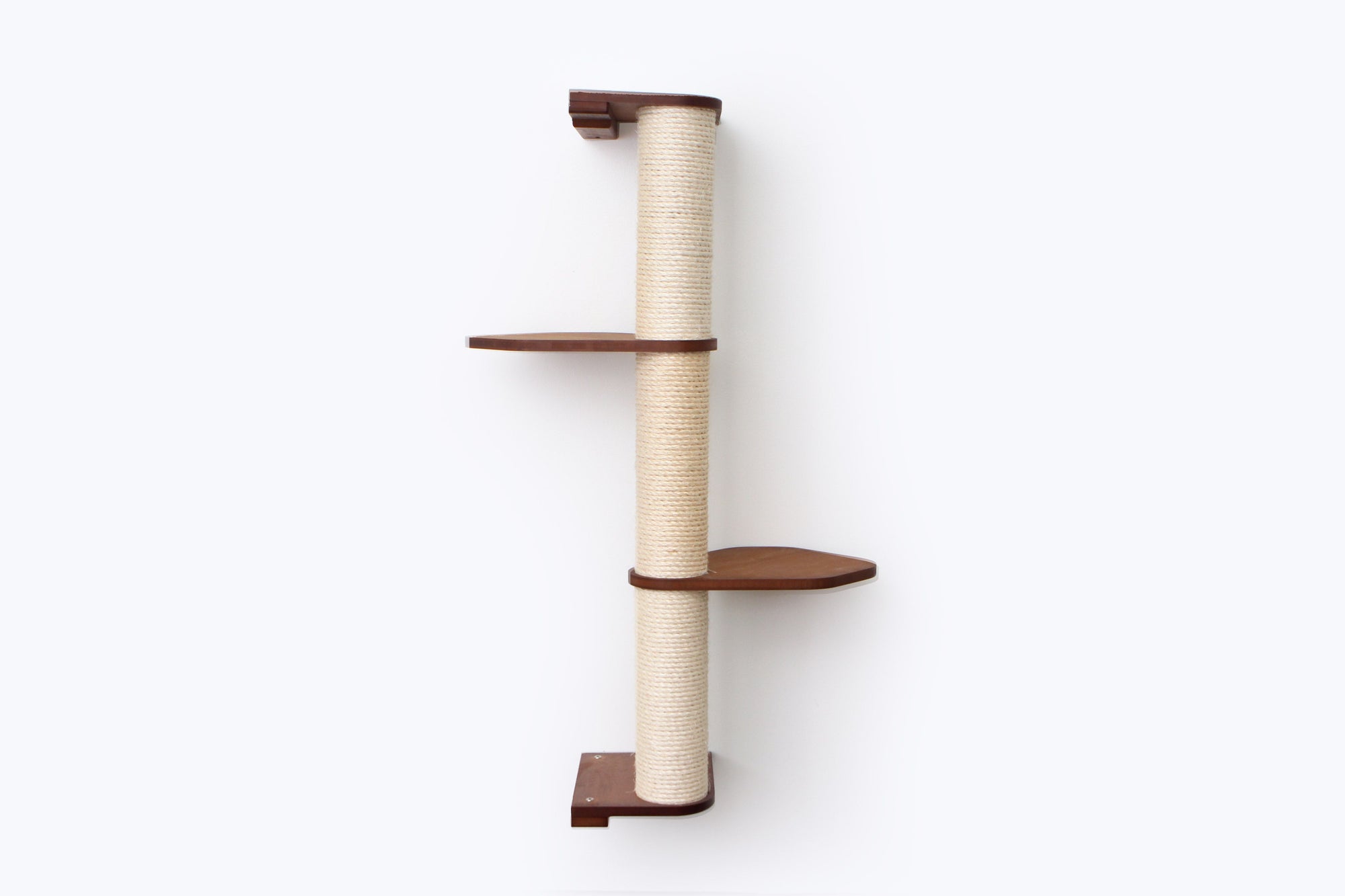 3 Tier English Chestnut Vertical Cat Scratching Pole with Leaf Shelf