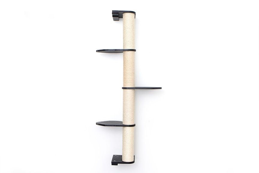 4 Tier Onyx Bamboo Vertical Cat Scratching Pole with Leaf Shelf