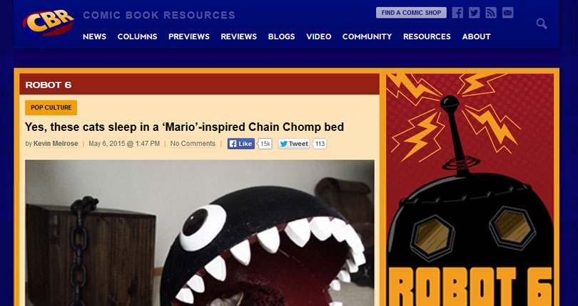 Mario inspired chain chomp cat bed