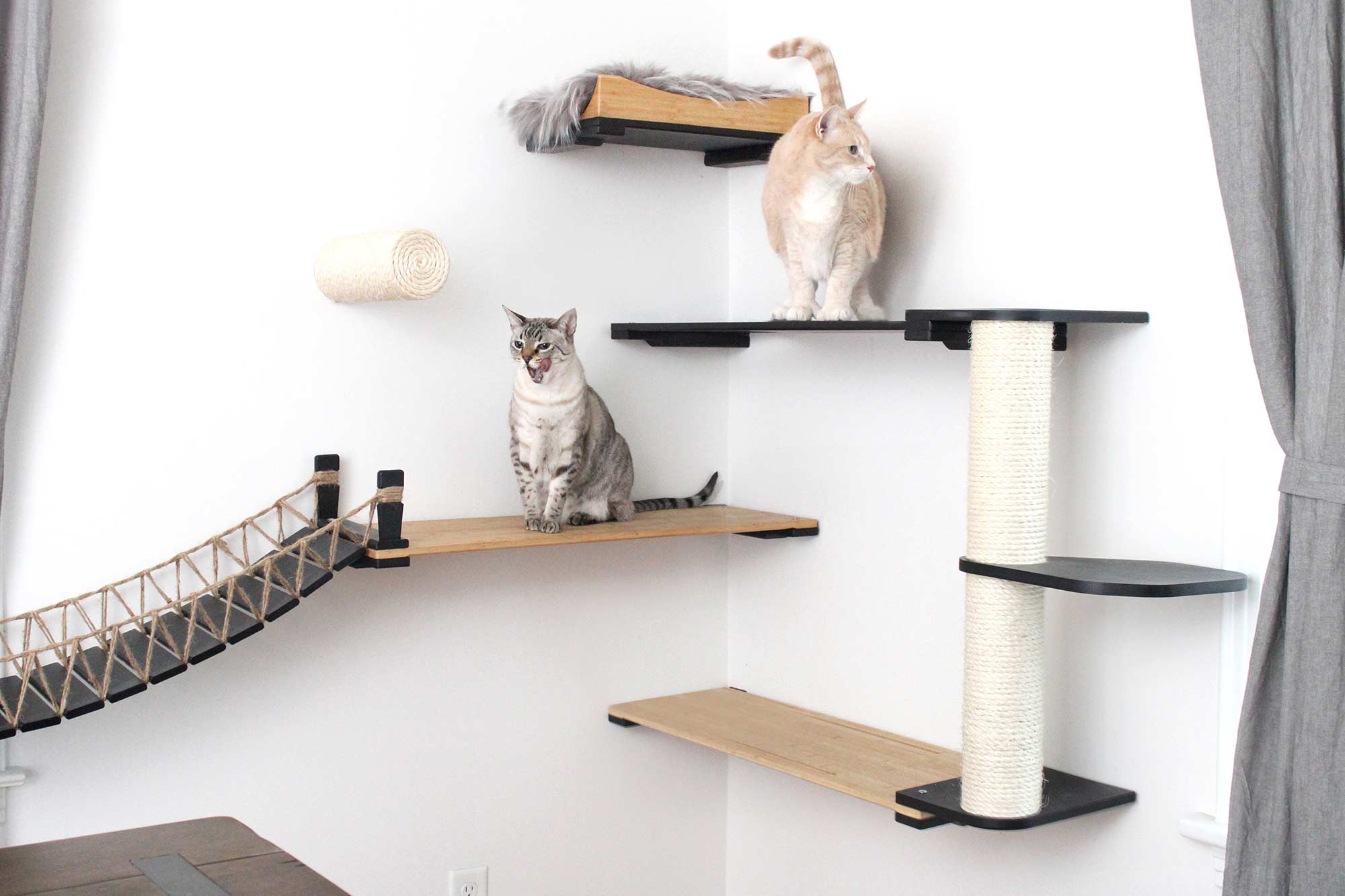 cat furniture built into corner